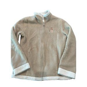 Winnie The Pooh Jacket Womens Med Beige Fleece Full Zip Embroidered DisneyResort